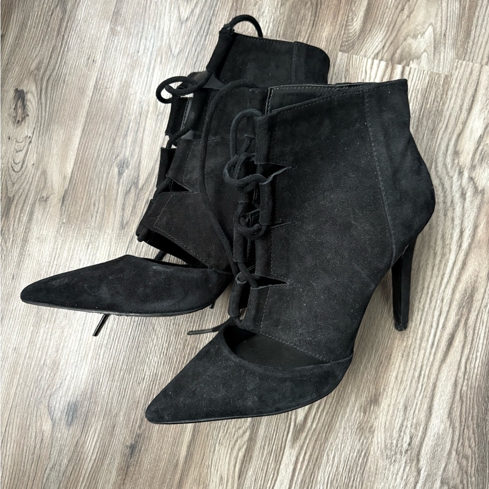 Aldo Black Suede Heeled Boots